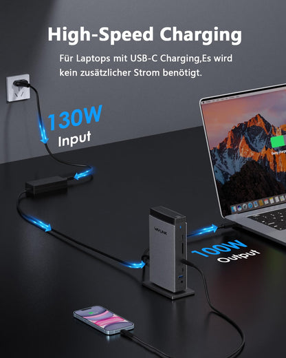WAVLINK Displaylink USB C Docking Station - Triple Display 4K 100W
