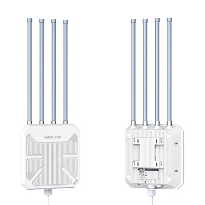 WAVLINK AX3000 WiFi6 Outdoor Access Point – Dual Band IP67: Kompaktes, weißes Gehäuse für robustes, schnelles WLAN im Außenbereich.