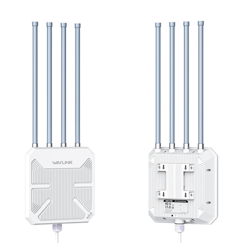 WAVLINK AX3000 WiFi6 Outdoor Access Point – Dual Band IP67: Kompaktes, weißes Gehäuse für robustes, schnelles WLAN im Außenbereich.