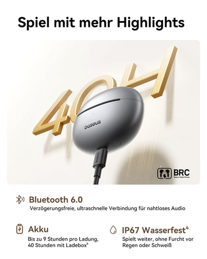 Baseus MC1 Pro Open-Ear-Kopfhörer mit Bluetooth 6.0, Schwarz