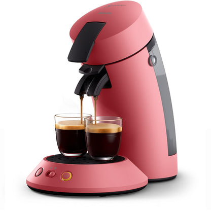 Philips Senseo Original Plus Kaffeepadsmaschine - Sanftes Rot (CSA210/35). Kompakte rote Maschine, brüht Kaffee mit Kaffeepads.