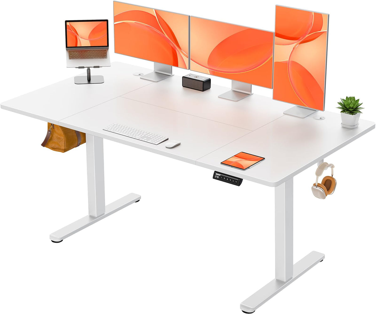 ErGear elektrisch höhenverstellbarer Schreibtisch 160x80 cm, rechteckig, ermöglicht ergonomisches Arbeiten.