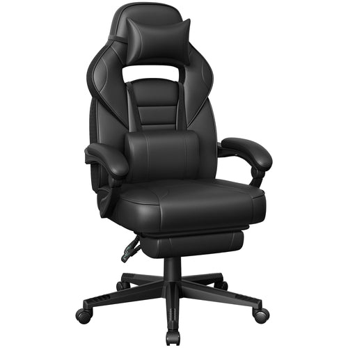 SONGMICS OBG073B05 Bürostuhl mit Fussstütze - Tintenschwarz. Ergonomischer Bürostuhl in Tintenschwarz für langes Sitzen am Schreibtisch.