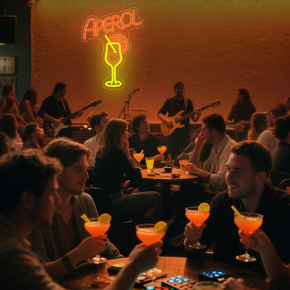 PILOYINDE Aperol Spritz LED Neonschild – Cocktail Bar Wanddeko