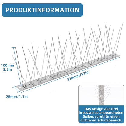 Moyofree Vogelabwehr Spikes Edelstahl vormontiert, 7,26 m Set