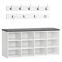 HOOBRO Garderobe Schuhregal Set, Weiss - Modell EWT112HX01. Weisses Set aus Garderobe und Schuhregal zur Aufbewahrung von Kleidung und Schuhen.