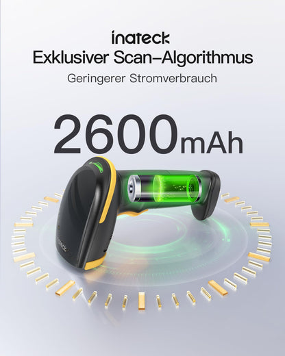 Inateck BCST-23 Barcode Scanner kabellos, 1D 2D QR Handscanner