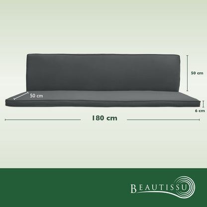 Beautissu Hollywoodschaukel Auflagen 2er Set Anthrazit 180x50 cm