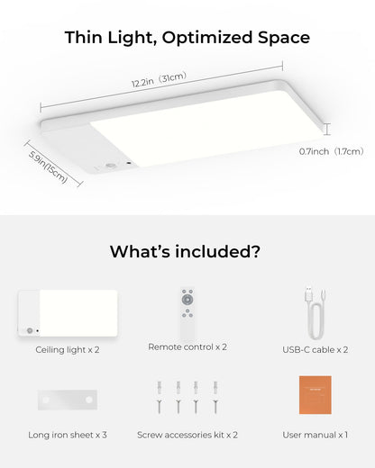 FULEN CL06 LED Deckenleuchte mit Bewegungsmelder und Akku, 2er-Pack