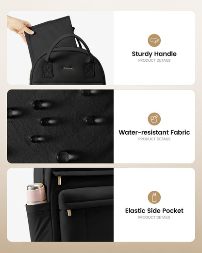 LOVEVOOK Wickelrucksack mit Wickelunterlage, Schwarz