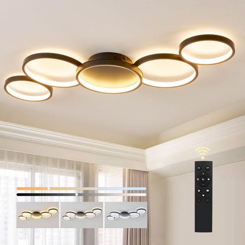 BAYHT Runde LED Deckenleuchte Dimmbar Schwarz 50W mit Fernbedienung. Runde, schwarze Leuchte zur dimmbaren LED-Beleuchtung.