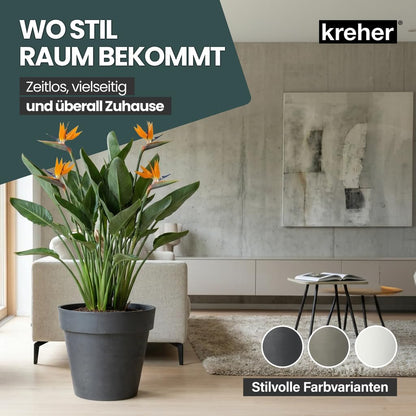 Kreher XL Pflanzkübel rund Ø 58 cm mit Rollen, Anthrazit