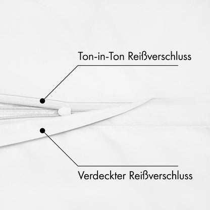 JACOBSON Bettwäsche Set 200x200 cm Perkal Baumwolle 3-teilig Weiss