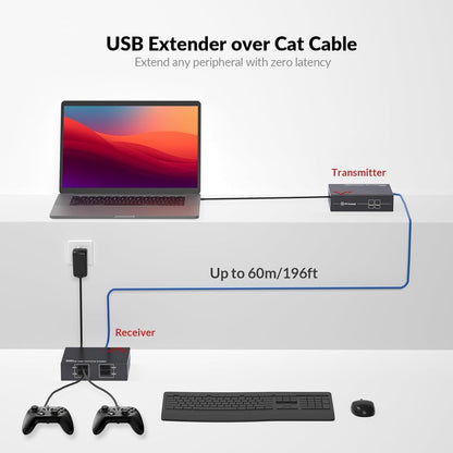 AV Access U2EX50 4 Port USB 2.0 Extender - Ethernet 60m
