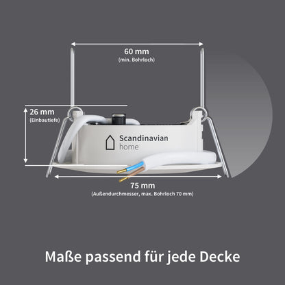 Scandinavian home 6er Set LED Einbaustrahler Warmweiss Weiss-Matt IP44