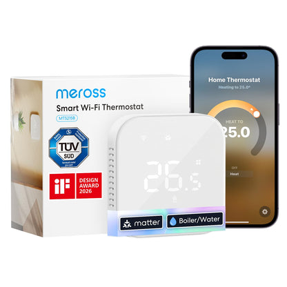 Meross MTS215B WLAN Heizungsthermostat für Fussbodenheizung & Boiler mit dimmbarem Display und lautlosen Tasten