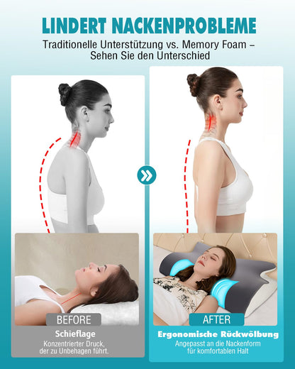 IDEA Nackenstützkissen Memory Foam, ergonomisches Kopfkissen 65x40 cm
