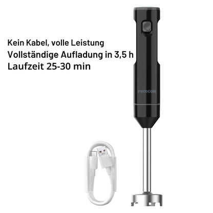 POYOCOM Akku-Stabmixer TL6001 kabellos mit Zerkleinerer, Schneebesen