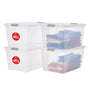 Iris Ohyama NTB-45 Aufbewahrungsboxen - 45L 4er-Set Silber. Rechteckige, silberne Kunststoffboxen zum Sortieren und Schutz diverser Gegenstände.
