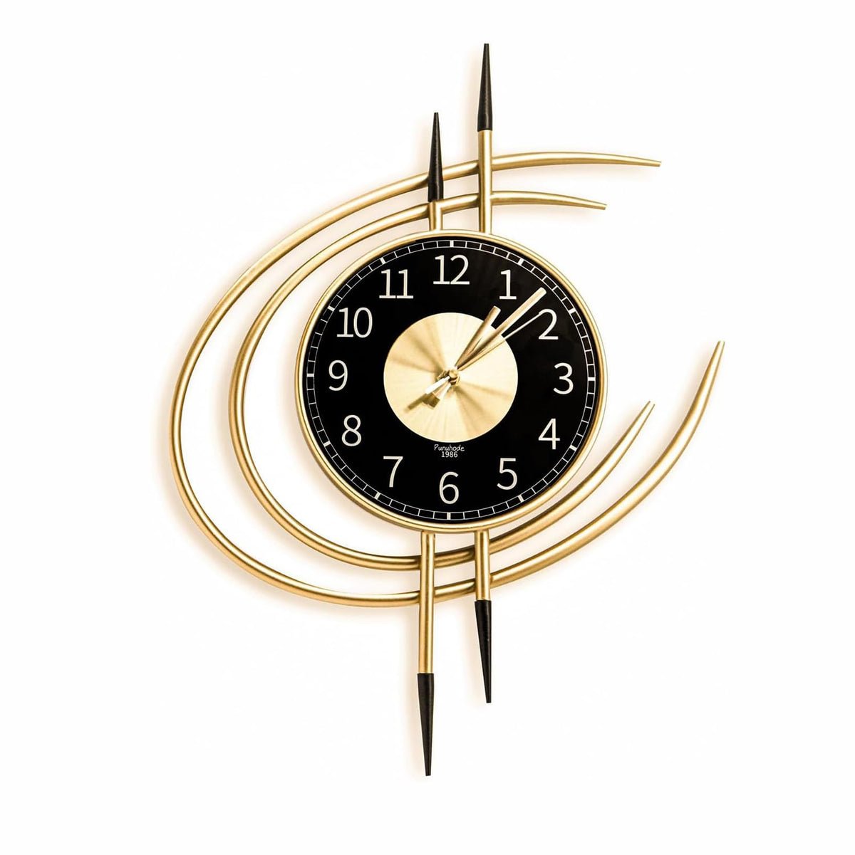 LANMOU Wanduhr 54 cm Gold Schwarz, lautlose Wohnzimmeruhr aus Metall, kontrastreiches Zifferblatt