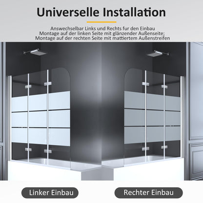 Badewannen Duschwand gestreift 120x140cm – 3-teilig faltbar