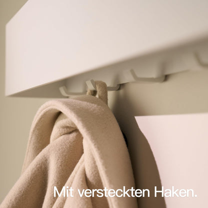 Designfabrik Hamburg Wandgarderobe mit versteckten Haken, Weiss, 57 cm