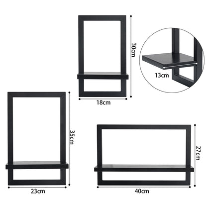 hi-home Schweberegal 3er-Set Wandregal Holz Schwarz