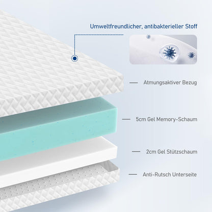 ROYGBIV Gel Topper 7cm Matratzenauflage 90x200cm H2/H3
