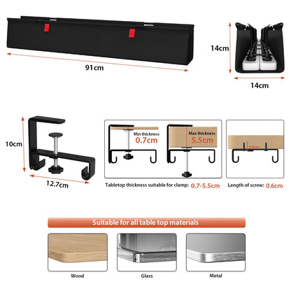 Univivi Kabelkanal Schreibtisch 90 cm, Kabelmanagement ohne Bohren