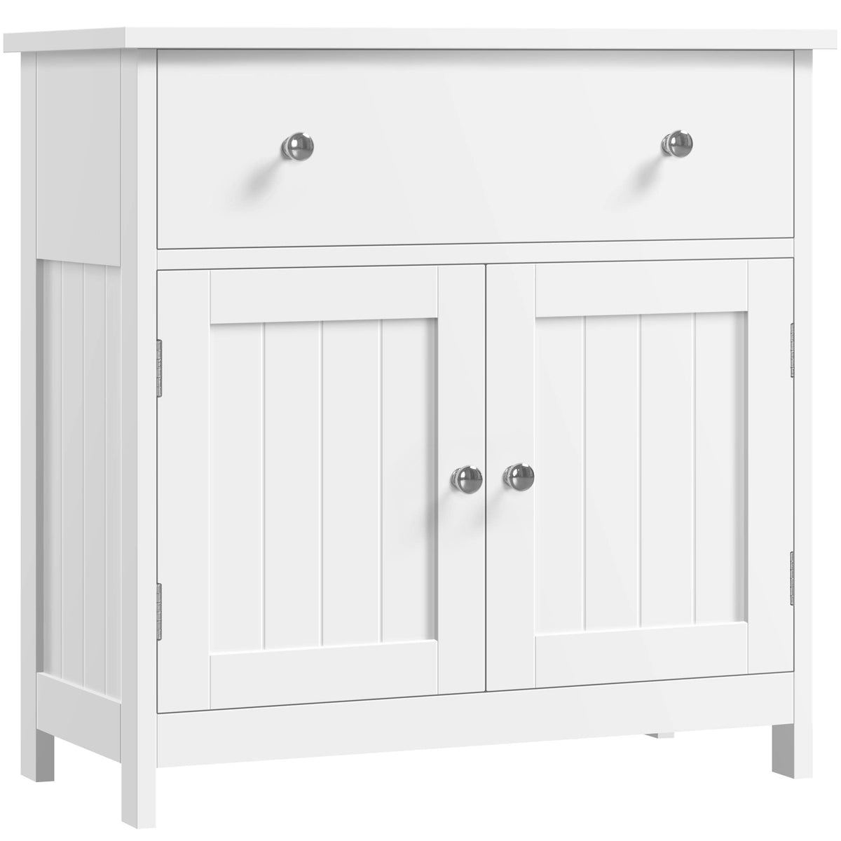 Yaheetech Waschbeckenunterschrank Landhausstil 60x30x60 cm, weiß, mit U-förmigem Siphonausschnitt. Bietet Stauraum und verdeckt den Siphon unter Waschbecken.