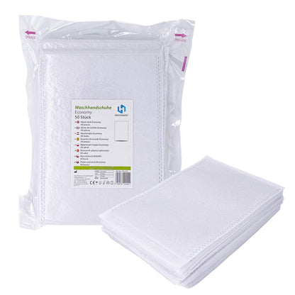 Economy Einmalwaschlappen Soft Vliesstoff – Weiss, 2000 Stk. Weisser, rechteckiger Vliesstoff zur hygienischen Körperpflege.