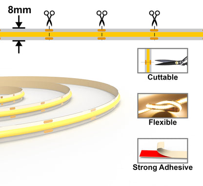 luktix COB LED Streifen 10m Warmweiss 2700K dimmbar mit Fernbedienung