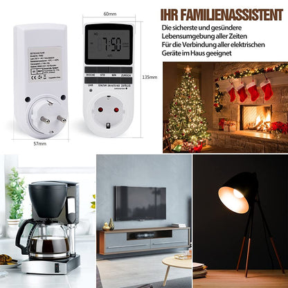 Digitale Zeitschaltuhr Steckdose - 4er Set Weiss, Deutsch