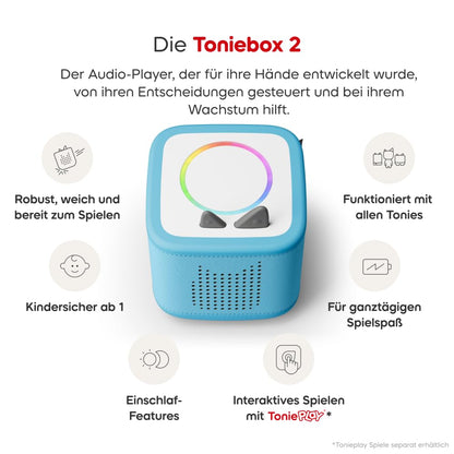 tonies Toniebox 2 Bundle Himmelblau mit 4 Disney Tonies – Audioplayer