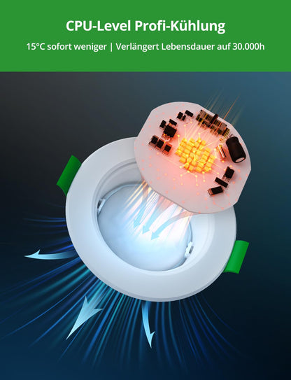 HOMEOW LED Einbaustrahler 20er Set, 4W 230V, IP44, 3 Farbtemperaturen