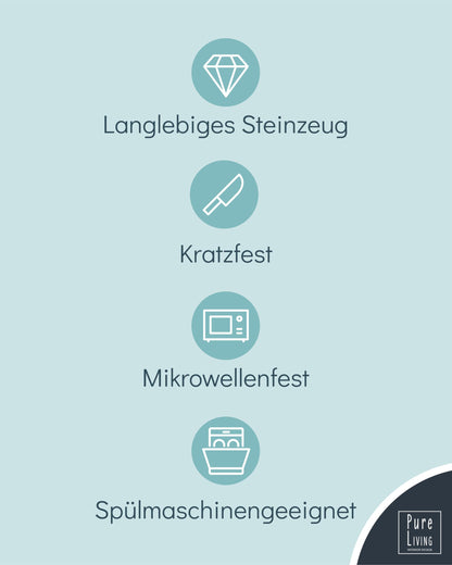 Pure Living Ibiza Steingut Geschirrset – 6 Pers. 24tlg. Grau