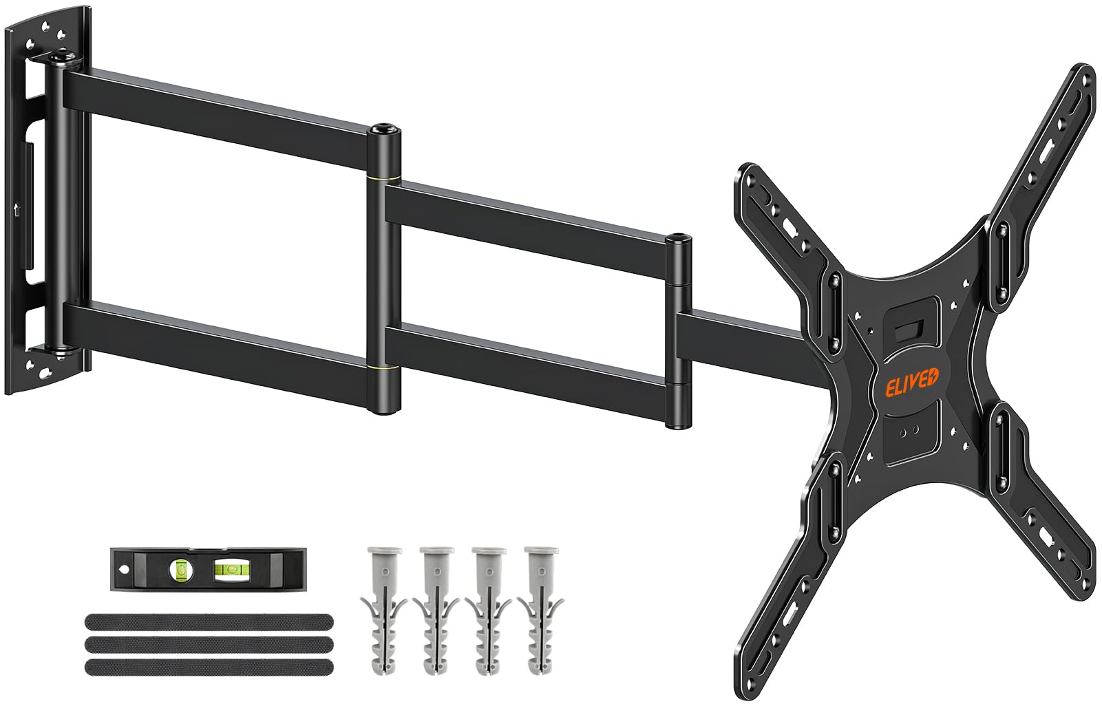 ELIVED EV3018 TV Wandhalterung Eck Lang Arm Ausziehbar. Schwarze Eck-Halterung mit schwenk-, neig- und ausziehbarem Arm.