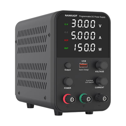 NANKADF Labornetzteil WPS305H, regelbares DC-Netzgerät 0-30 V / 0-5 A, schwarz, mit LED-Anzeige