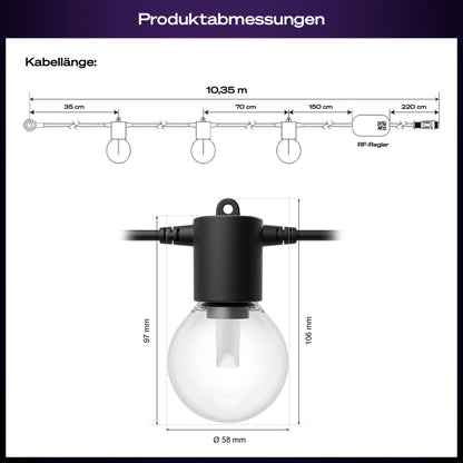 Philips Hue Festavia Globe Aussenlichterkette, 7 m, White & Color