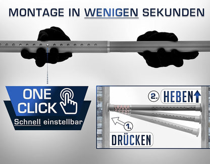 MEISENBERG Vorhangstange ohne Bohren, Teleskopstange 310-360 cm, Grau