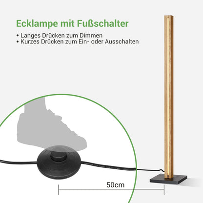 EDISHINE LED Stehleuchte Holz Dimmbar – Boho Vintage Ecklampe