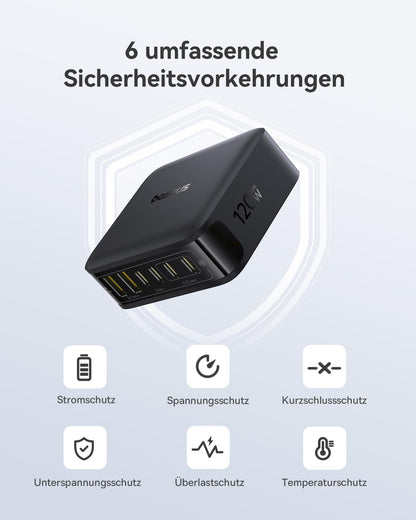 Baseus USB-C Ladegerät 120W GaN 6-Port Ladestation PD