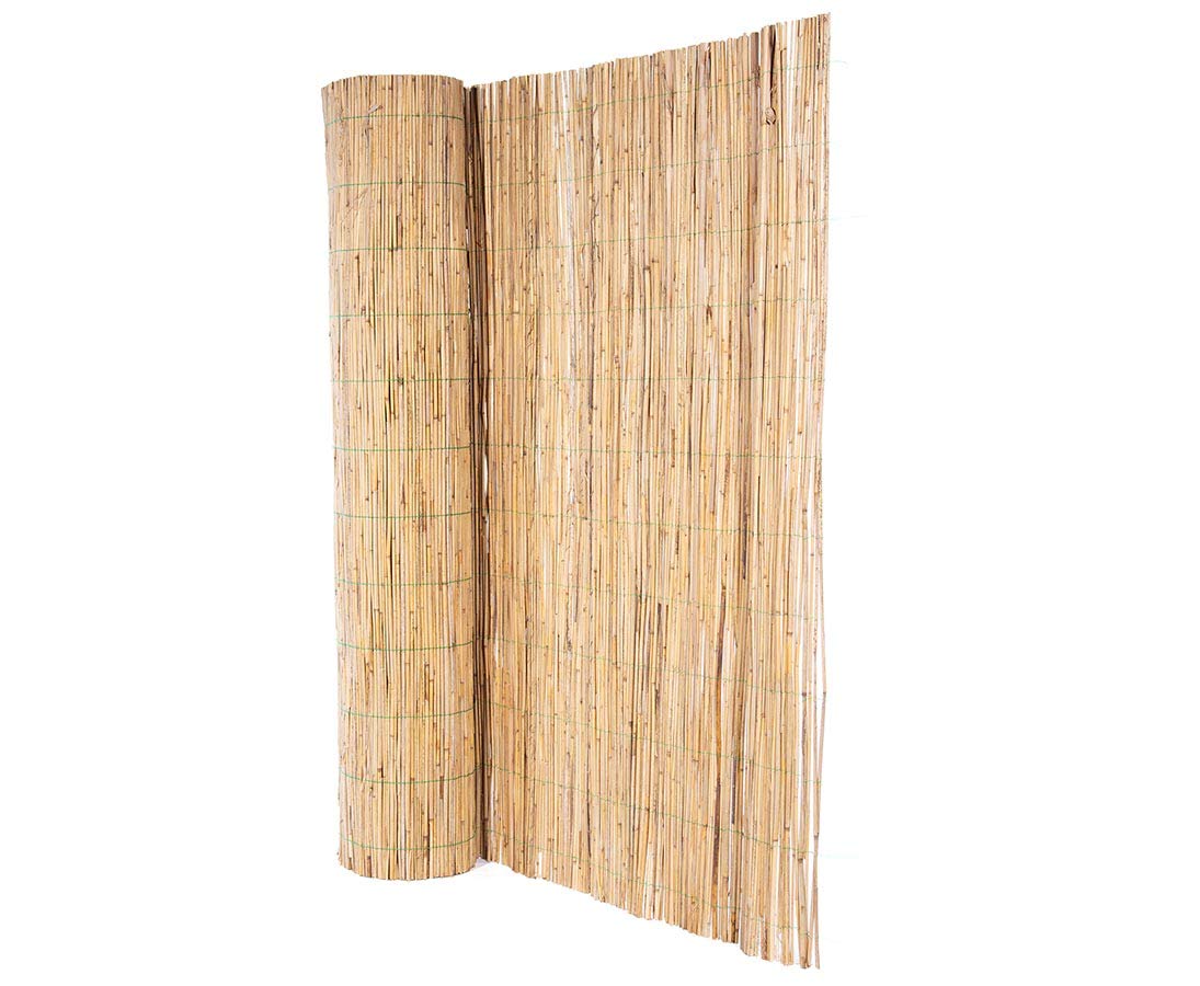 bambus-discount.com Schilfmatte bambussi 180 x 500 cm Sichtschutz aus naturfarbenem Schilfrohr mit grünem Draht