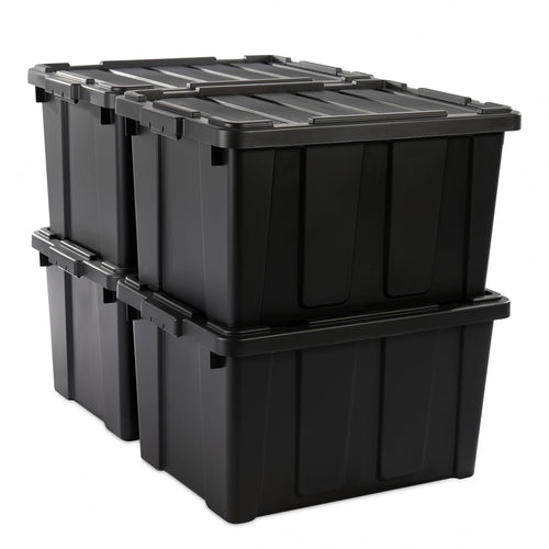 Iris Ohyama Aufbewahrungsbox 68 L mit Deckel, 4er-Set, Rot, stapelbar, aus Polypropylen