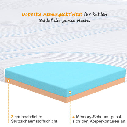 Sleremind Matratzen Topper 180x200 cm, 7 cm Gel-Memory-Schaum