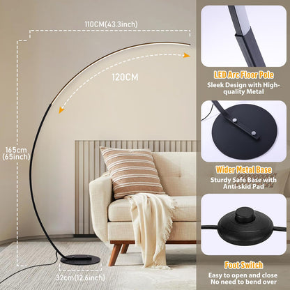 Linkenail LED Bogenlampe dimmbar, 25W Stehlampe mit Fernbedienung