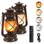 KINGLEAD Vintage LED Laterne mit Flammeneffekt, USB, IP44, 2er-Set, kupferfarben mit Aufhängering