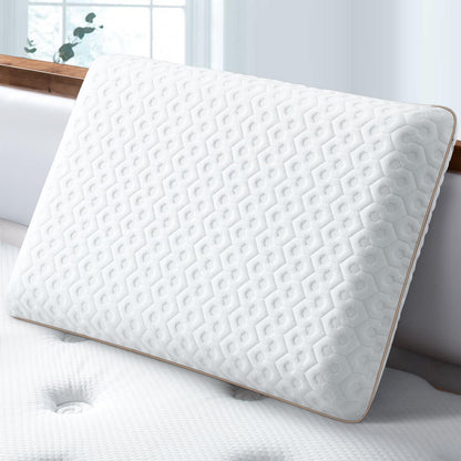 BedStory Gel Memory Foam Kopfkissen 60x40 cm für Seitenschläfer, rechteckig, mit gemustertem Bezug