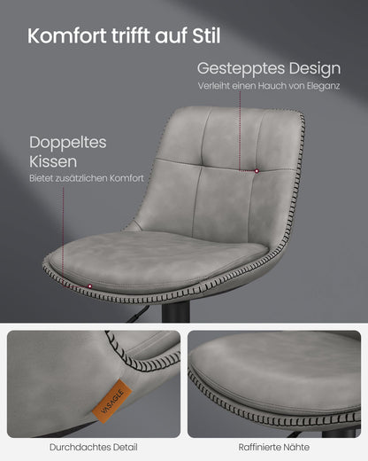 VASAGLE Barhocker 2er Set höhenverstellbar drehbar taubengrau LJB095G01