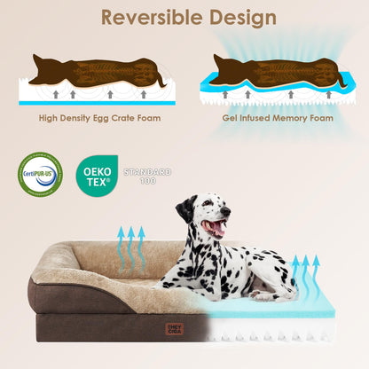 EHEYCIGA Orthopädisches Grosses Hundebett Memory Foam Braun